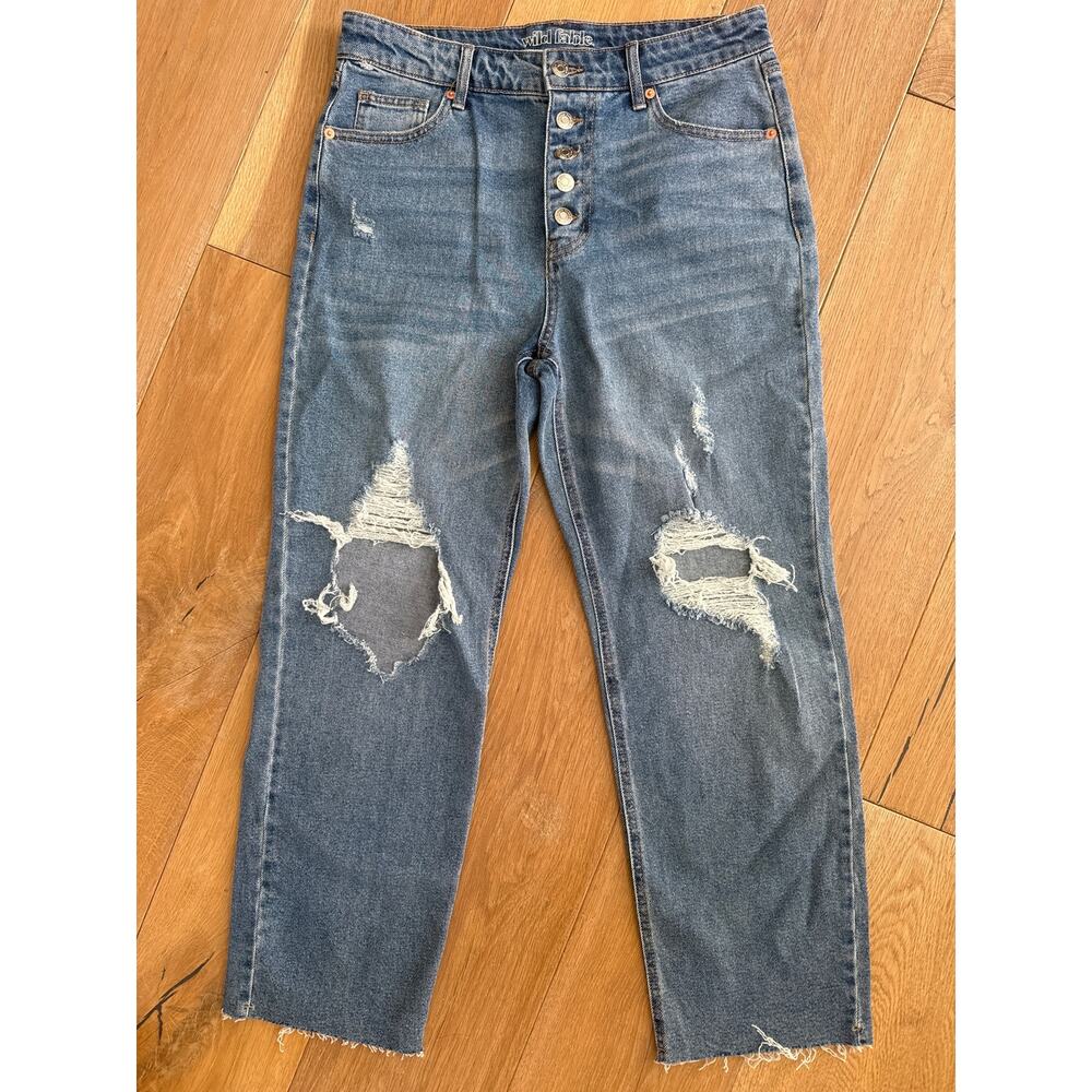 Wild Fable High Rise Distressed Straight Ankle Jeans
